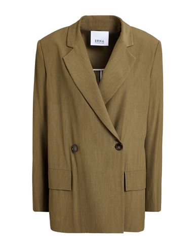 Erika Cavallini Woman Blazer Military Green Size 6 Virgin Wool, Viscose In Green