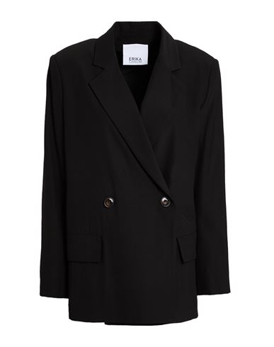 Erika Cavallini Woman Blazer Black Size 8 Virgin Wool, Viscose In Black