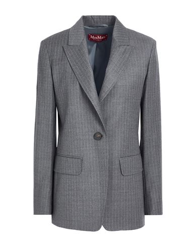 Max Mara Studio Woman Blazer Grey Size 12 Virgin Wool, Elastane