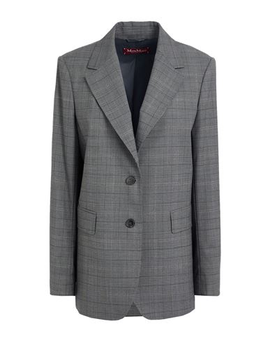 Max Mara Studio Woman Blazer Grey Size 12 Virgin Wool, Polyester, Elastane