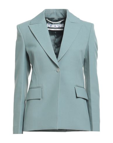 Off-white Woman Blazer Pastel Blue Size 10 Polyester, Virgin Wool