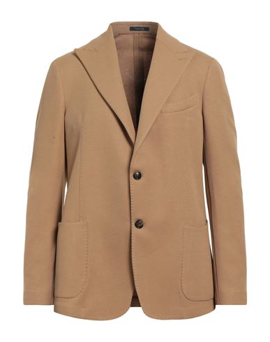 Luca Bertelli Man Blazer Camel Size 44 Polyester, Cotton, Elastane In Nude