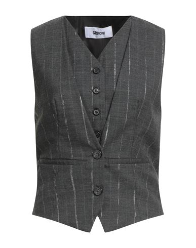 Grifoni Woman Tailored Vest Charcoal Size 10 Polyester, Virgin Wool, Elastane In Gray
