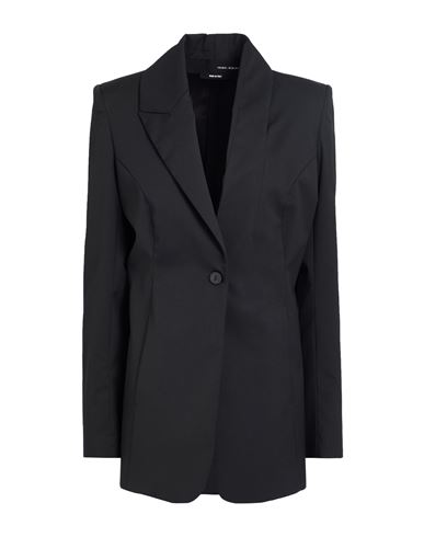 Isabel Benenato Woman Blazer Black Size 10 Polyester, Virgin Wool, Elastane