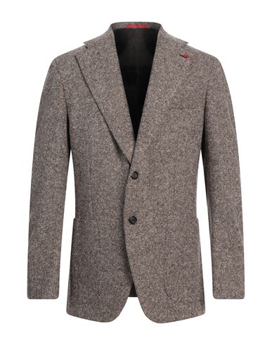 Isaia Man Blazer Dark Brown Size 46 Wool