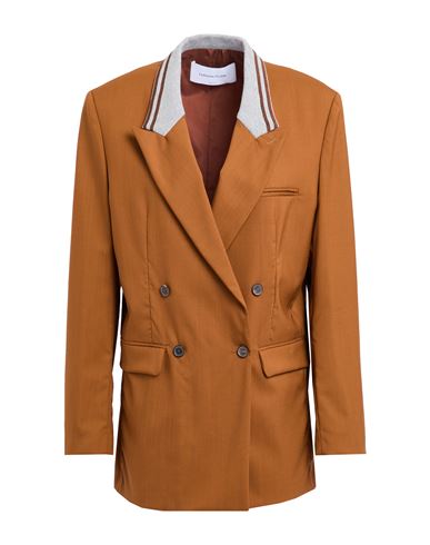 Fabiana Filippi Woman Blazer Brown Size 10 Virgin Wool, Cotton, Viscose, Polyester In Brown