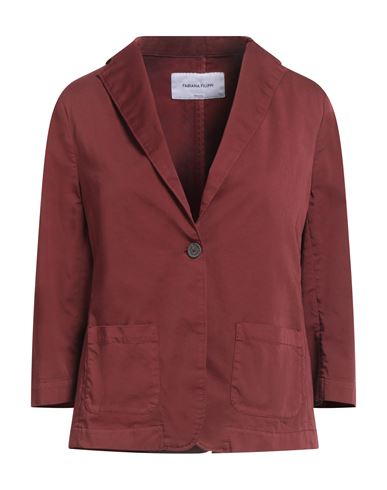 Fabiana Filippi Woman Blazer Rust Size 4 Cotton, Elastane, Ecobrass In Burgundy