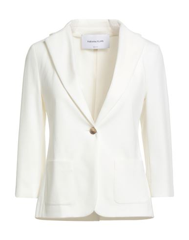 Fabiana Filippi Woman Blazer Off White Size 2 Cotton, Polyamide, Elastane, Ecobrass In White
