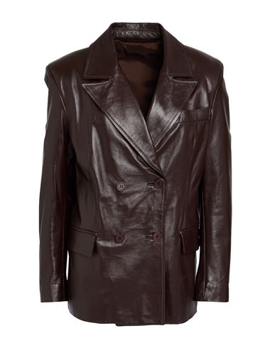 Salvatore Santoro Woman Blazer Dark Brown Size 8 Leather