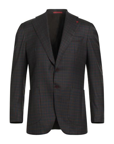 Isaia Man Blazer Dark Brown Size 40 Wool