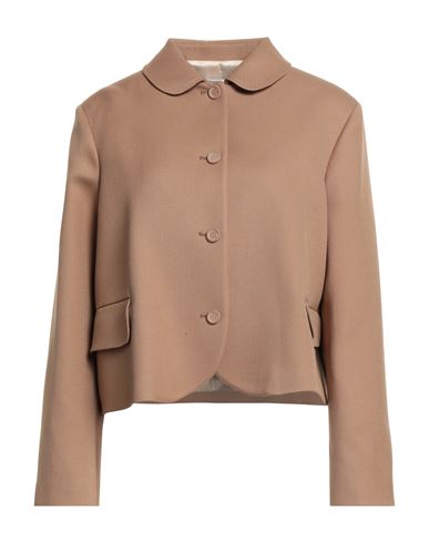Shop Paul & Joe Woman Jacket Camel Size 12 Virgin Wool