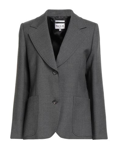 Shop Paul & Joe Woman Blazer Charcoal Size 12 Wool, Polyester