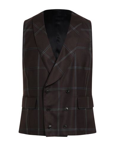 Gabriele Pasini Man Tailored Vest Dark Brown Size 40 Polyester, Wool In Brown