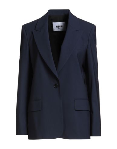 Msgm Woman Blazer Navy Size 8 Virgin Wool, Elastane