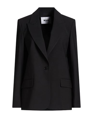 Msgm Woman Blazer Black Size 10 Virgin Wool, Elastane In Black