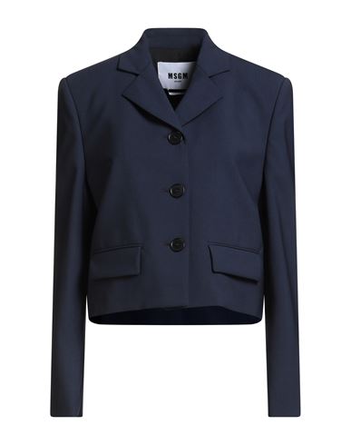 Msgm Woman Blazer Navy Size 6 Virgin Wool, Elastane In Blue