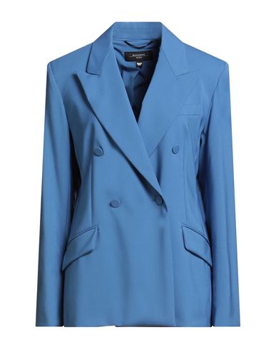 Weekend Max Mara Woman Blazer Azure Size 12 Virgin Wool, Elastane In Blue