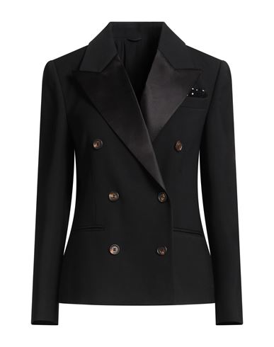 Brunello Cucinelli Woman Blazer Black Size 8 Viscose, Virgin Wool, Silk, Elastane