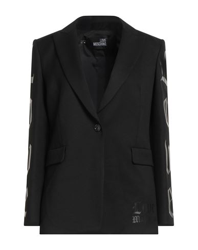 Love Moschino Woman Blazer Black Size 8 Polyester, Acrylic, Viscose, Virgin Wool, Elastane