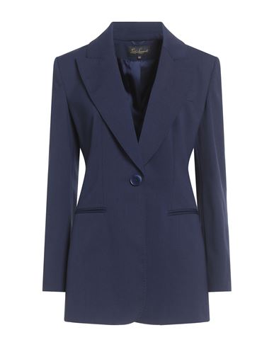 Luisa Spagnoli Woman Blazer Navy Size 12 Polyester, Virgin Wool, Elastane