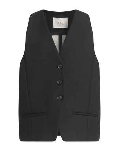 Tela Woman Tailored Vest Black Size 8 Polyester, Virgin Wool, Elastane