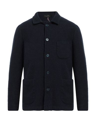 Santaniello Man Shirt Midnight Blue Size 40 Wool, Polyamide, Elastane In Black