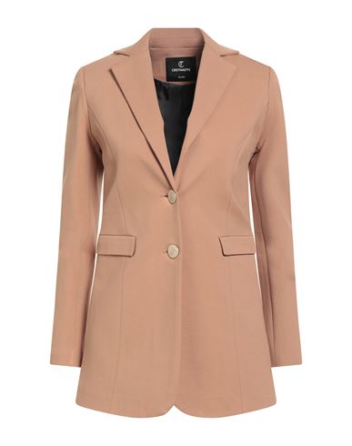 Cristinaeffe Woman Blazer Camel Size 12 Viscose, Nylon, Elastane, Polyester In Sand