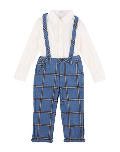 Jeckerson Toddler Boy Suit Slate Blue Size 4 Cotton, Elastane, Acrylic, Polyester, Wool In Blue