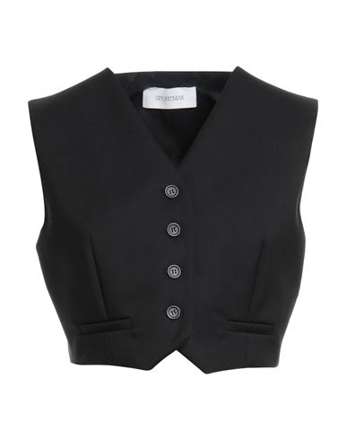 Sportmax Woman Tailored Vest Black Size 6 Virgin Wool In Black