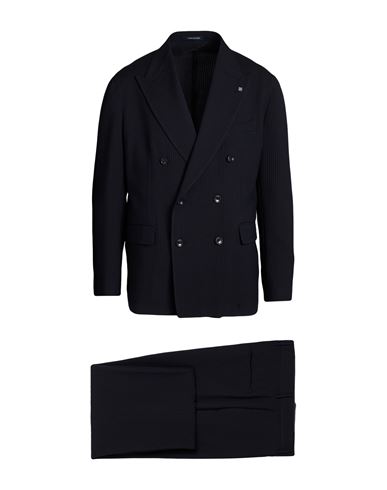 Tagliatore Man Suit Midnight Blue Size 42 Polyamide, Cotton, Elastane In Black
