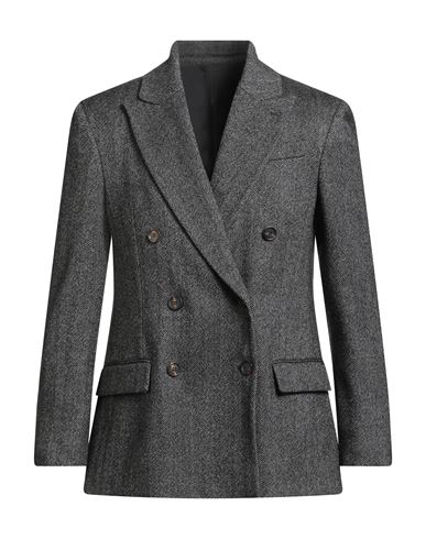 Brunello Cucinelli Woman Blazer Black Size 12 Virgin Wool, Wool, Polyamide, Elastane, Brass In Black