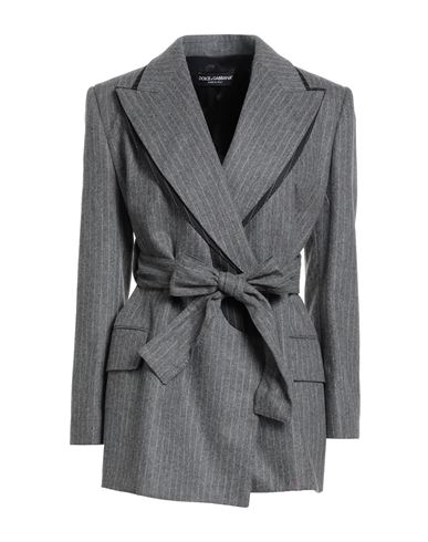 Dolce & Gabbana Woman Blazer Lead Size 2 Virgin Wool, Polyamide, Wool, Silk, Viscose In Gray