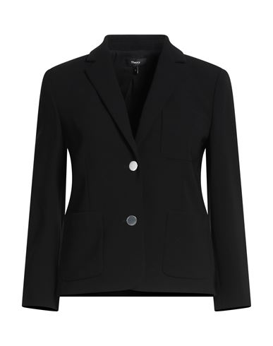 Theory Woman Blazer Black Size 2 Triacetate, Polyester