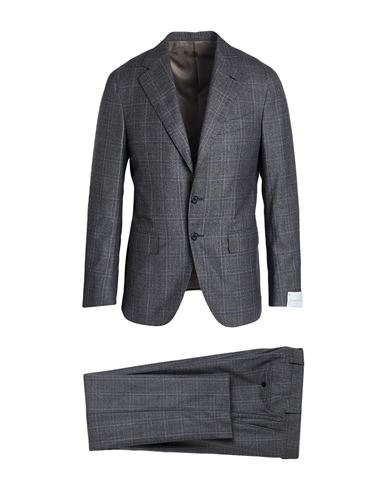Caruso Man Suit Charcoal Size 44 Super 130s Wool In Gray