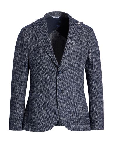 Manuel Ritz Man Blazer Midnight Blue Size 48 Cotton, Polyester, Acrylic, Wool In Gray
