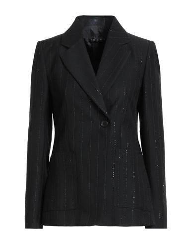 Icona By Kaos Woman Blazer Black Size 10 Polyester, Viscose, Eco Polyester In Black
