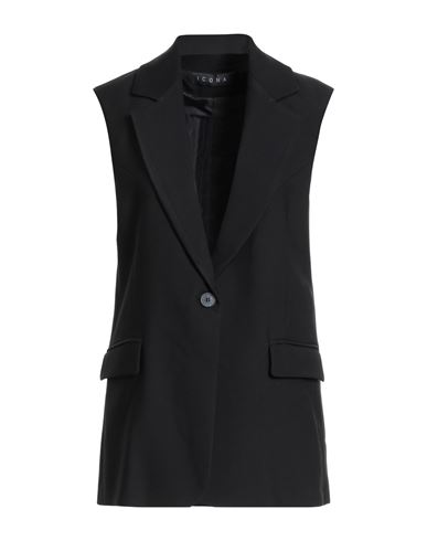 Icona By Kaos Woman Blazer Black Size 6 Polyester, Viscose, Elastane In Black