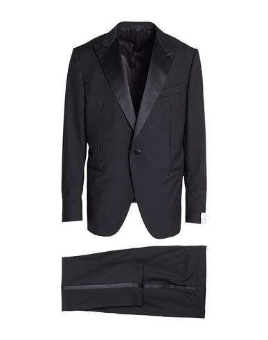 Caruso Man Suit Black Size 38 Wool, Superkid Mohair In Black