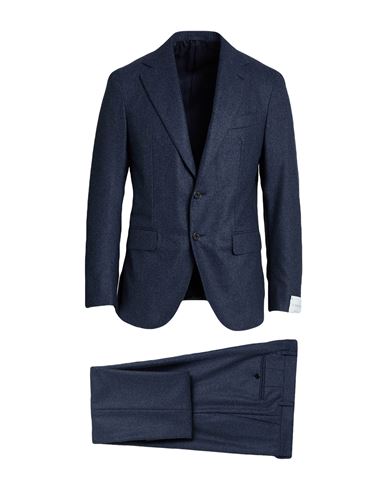 Caruso Man Suit Navy Size 48 Wool In Blue