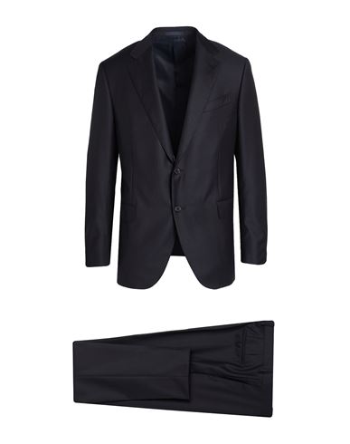Caruso Man Suit Midnight Blue Size 48 Wool In Blue