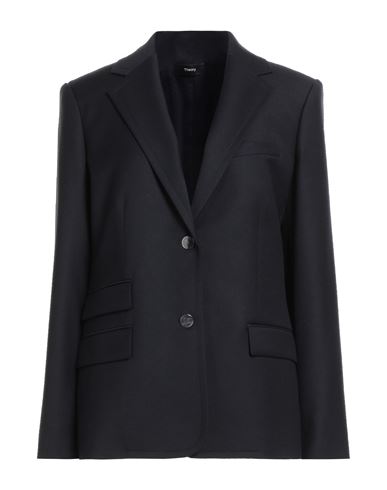 Theory Woman Blazer Navy Size 10 Virgin Wool In Black