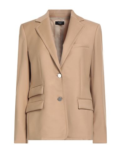 Theory Woman Blazer Camel Size 4 Virgin Wool In Brown