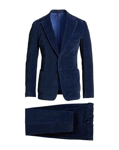 Santaniello Man Suit Navy Size 44 Cotton, Elastane In Blue