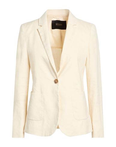 Seventy Venezia Woman Blazer Cream Size 6 Linen, Cotton, Elastane In White