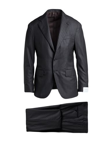 Caruso Man Suit Charcoal Size 46 Wool In Black