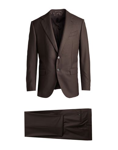 Caruso Man Suit Dark Brown Size 42 Wool In Brown