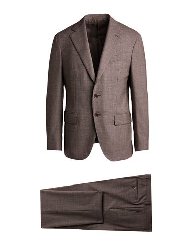 Caruso Man Suit Brown Size 42 Wool In Brown