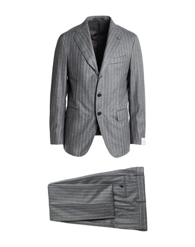 Caruso Man Suit Light Grey Size 44 Wool In Gray