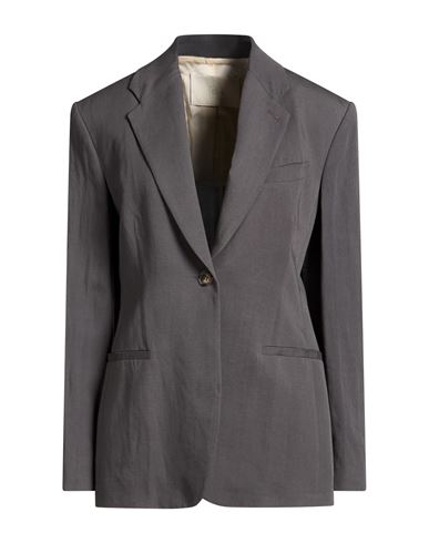 Tela Woman Blazer Charcoal Size 8 Viscose, Linen In Gray