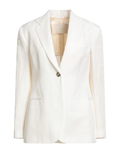 Tela Woman Blazer Off White Size 10 Viscose, Linen